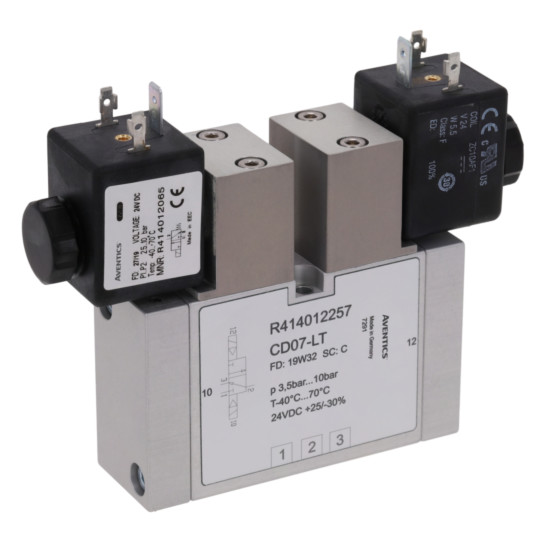 Aventics CD07-LT-3/2-NC-DO-024VDC-I-FLG-T-RAIL Electric and Pneumatic Actuated Directional Valve