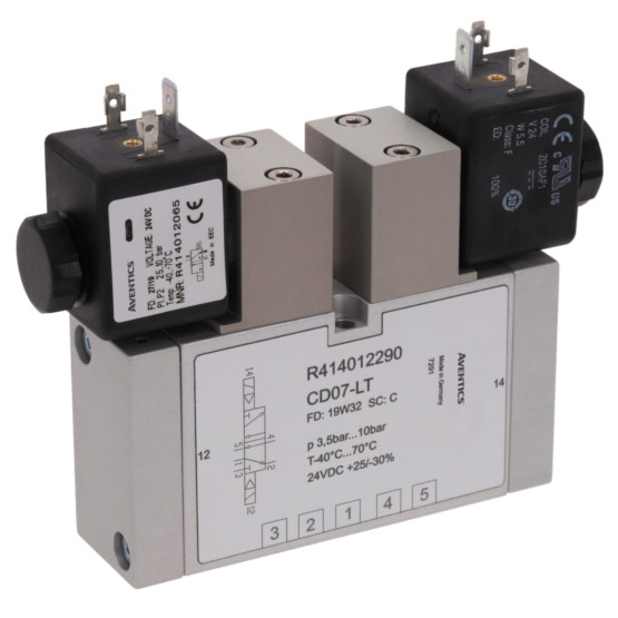 Aventics CD07-LT-5/2-NC-DO-110VDC-WMO-I-FLG-T-RAIL Electric and Pneumatic Actuated Directional Valve