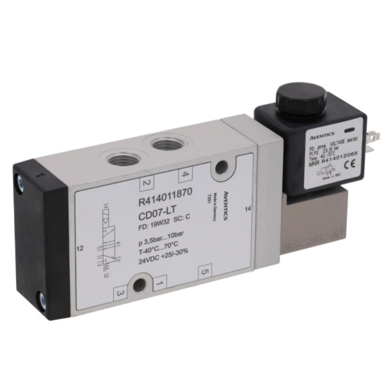 Aventics CD07-LT-5/2-NC-SR-024VDC-WMO-I-G014-RAIL Electric and Pneumatic Actuated Directional Valve
