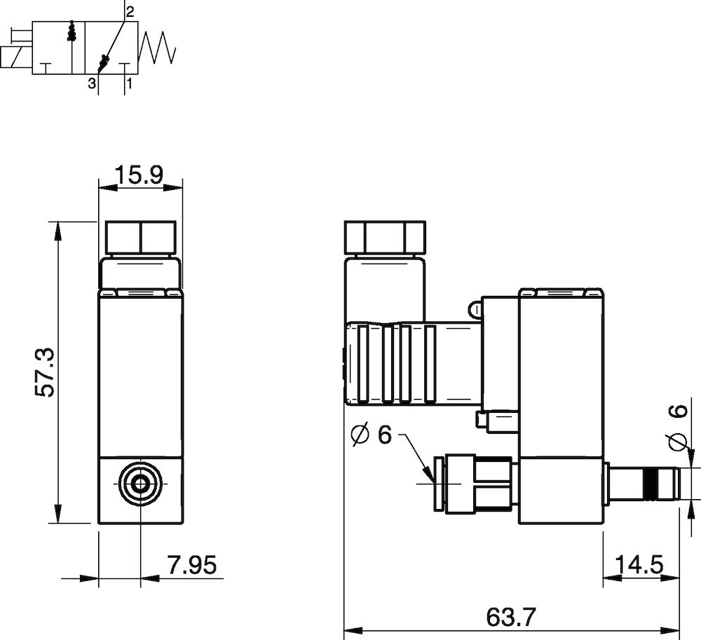 Piab Solenoid valve DS 23 for control ON/OFF