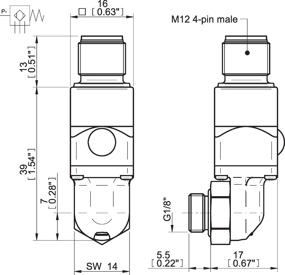 Piab Vacuum Switch VS4128 9 -inHg, M12 PNP NO