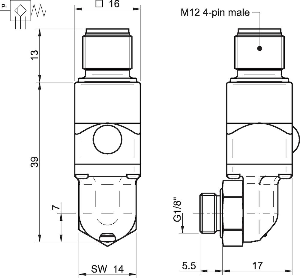 Piab Vacuum Switch VS4128 70 -kPa, M12 PNP NO