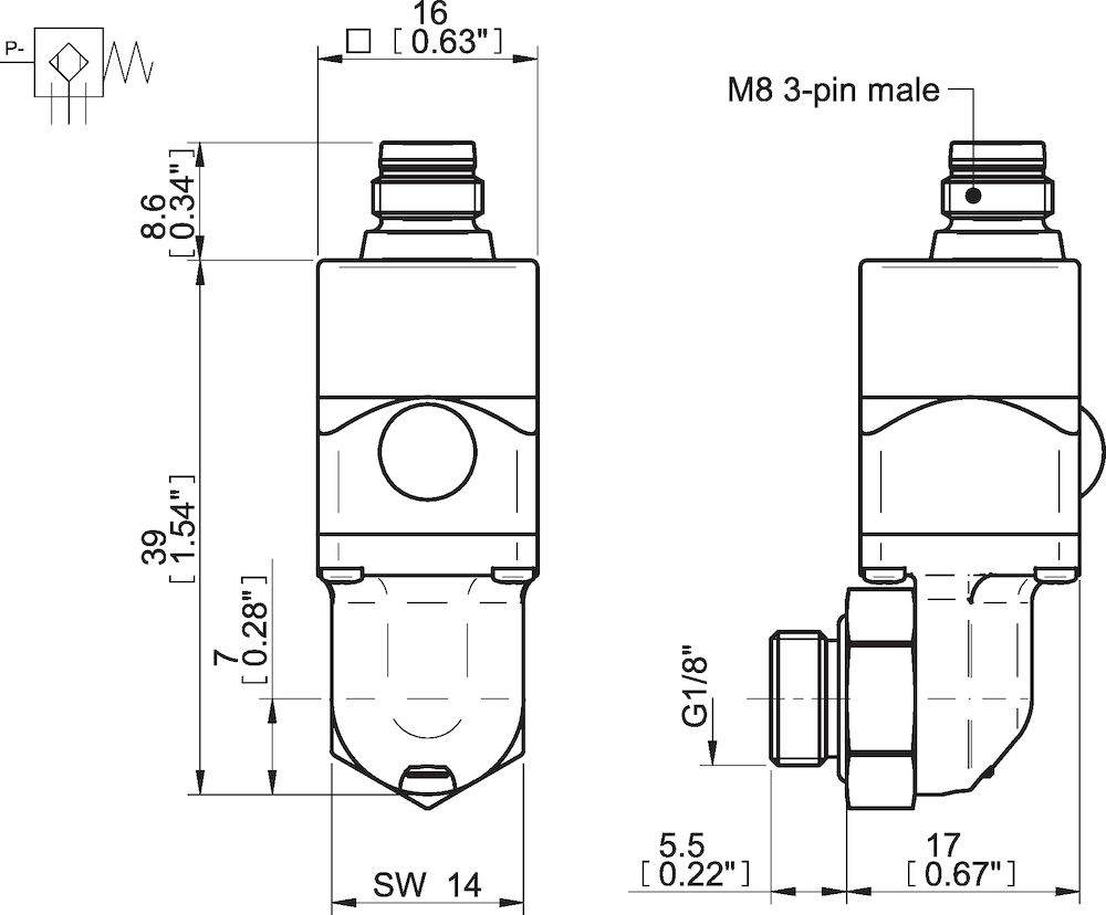Piab Vacuum Switch VS4118 21 -inHg, M8 PNP/NPN NO/NC