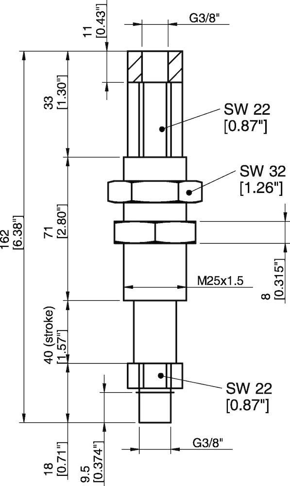Piab Level compensator LC25-M3840, G3/8 male, stroke 40