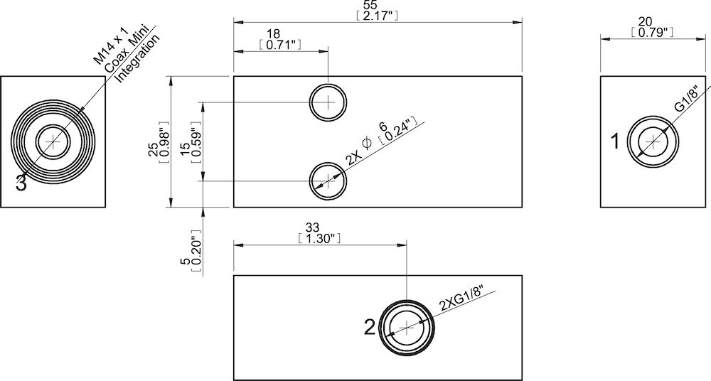 Piab Body for COAX® MINI cartridge 2x1/8 V