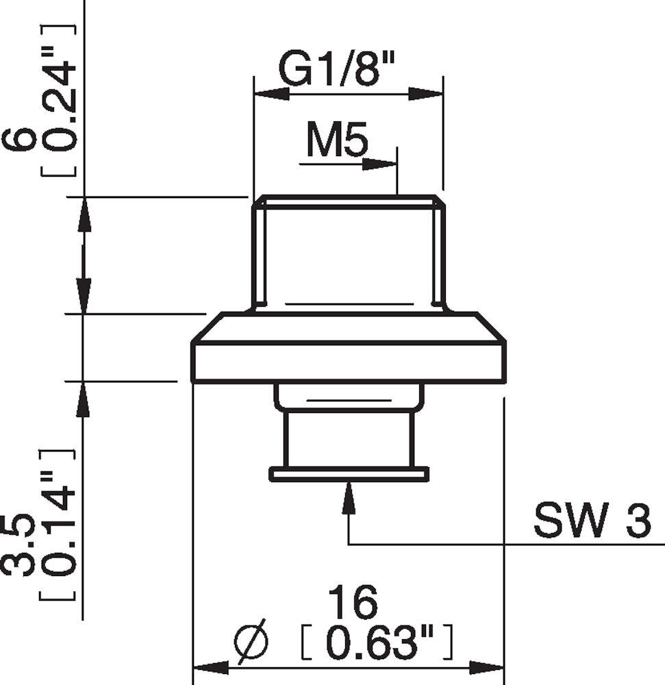 Piab Fitting G1/8 male/M5 female, PA