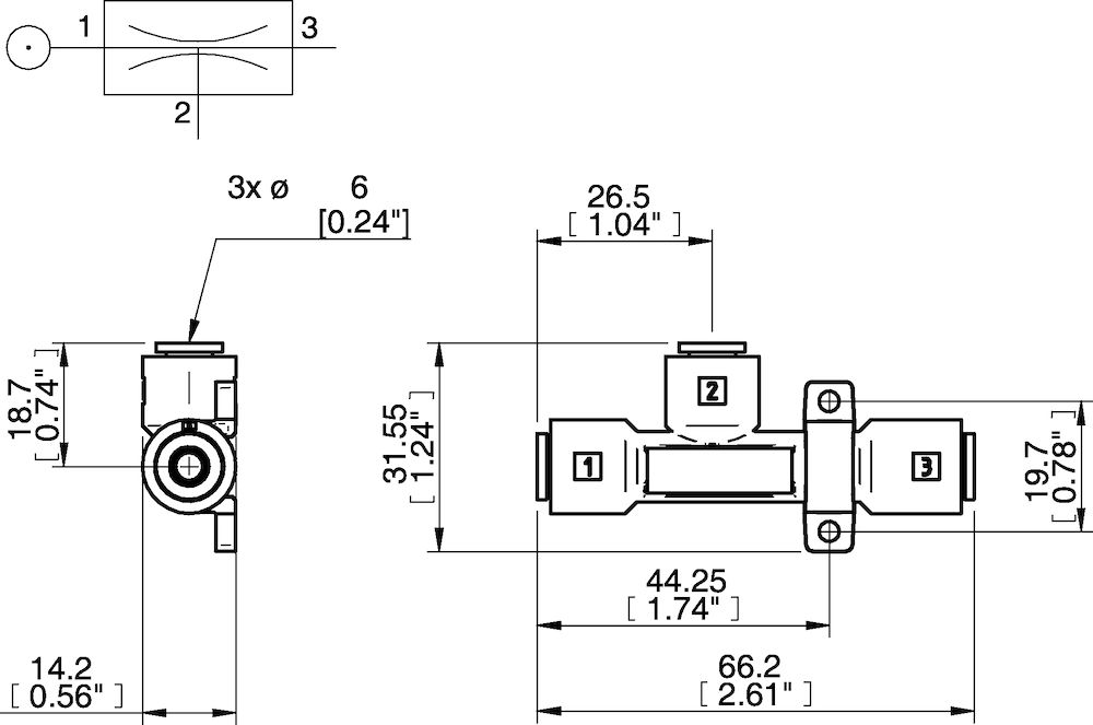 Piab Value Line® T-design vacuum generator 6mm