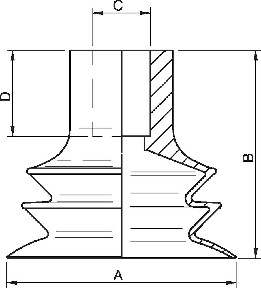 Piab Suction cup VL75BX, 3/8NPT-1/4NPSF