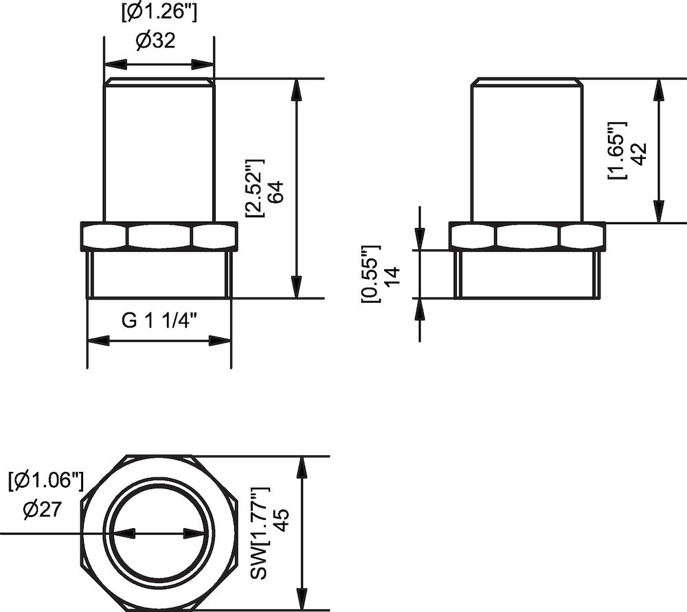 Piab Hose connector G1 1/4 - 32 mm