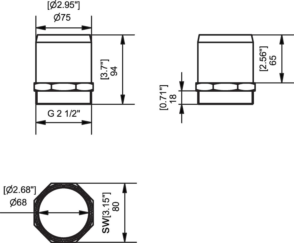 Piab Hose connector G2 1/2 - 75 mm