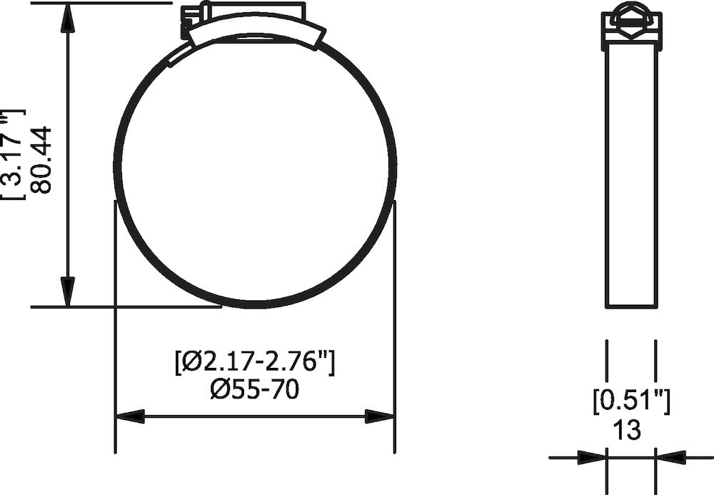 Piab Hose clamp  D= 55-70