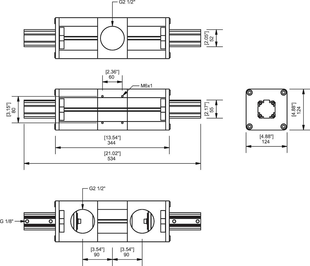 Piab Reverse valve for blowers and Large area grippers, 3 connections, G 2 1/2