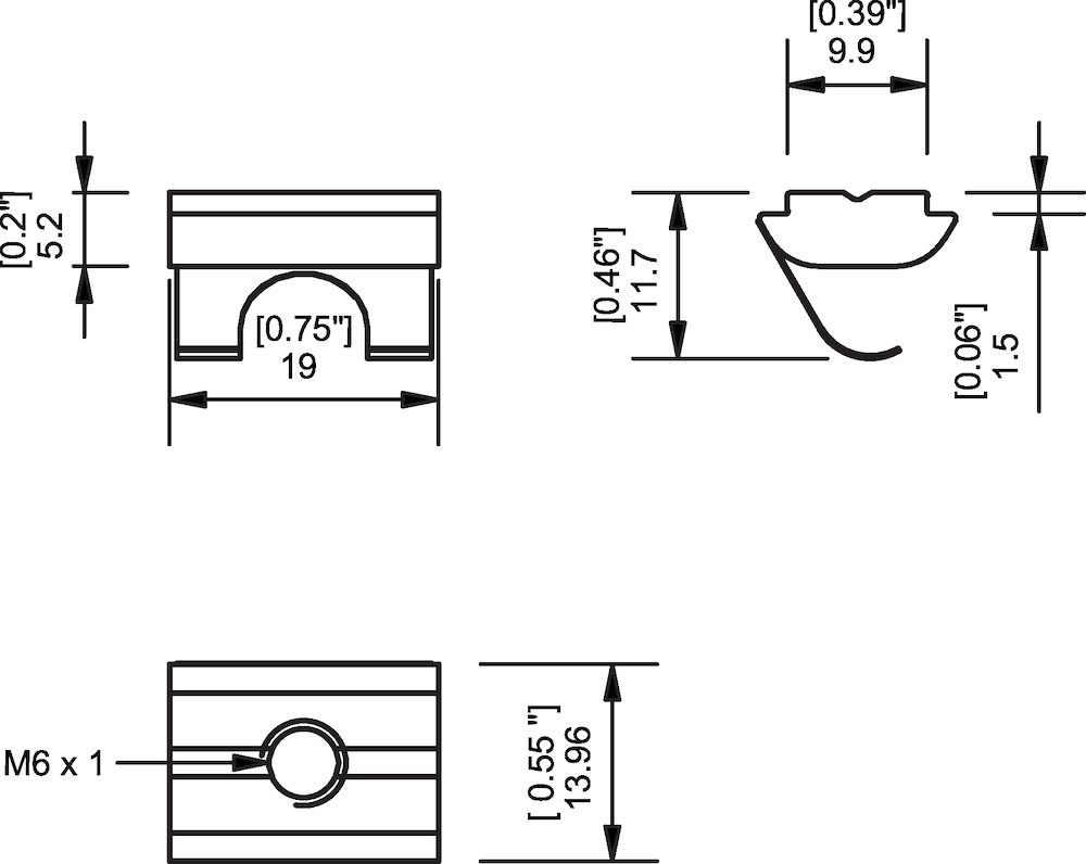 Piab T-slot nut kit M6 - 10 mm - 4pcs - KVG120 and KVG150