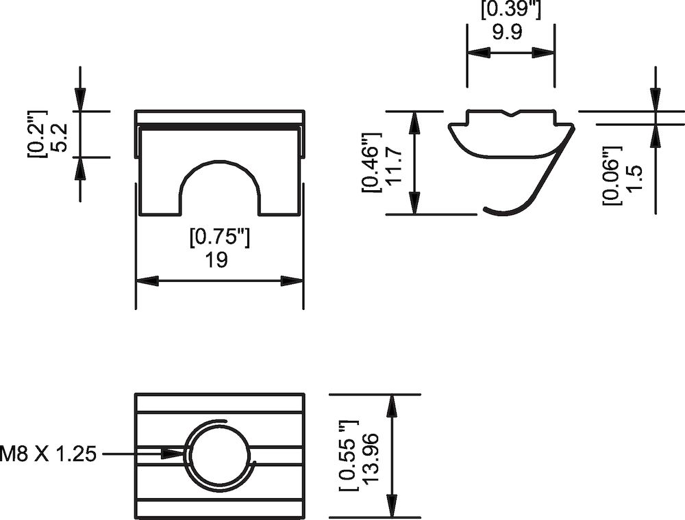 Piab T-slot nut kit M8 - 10 mm - 4pcs - KVG120 and KVG150