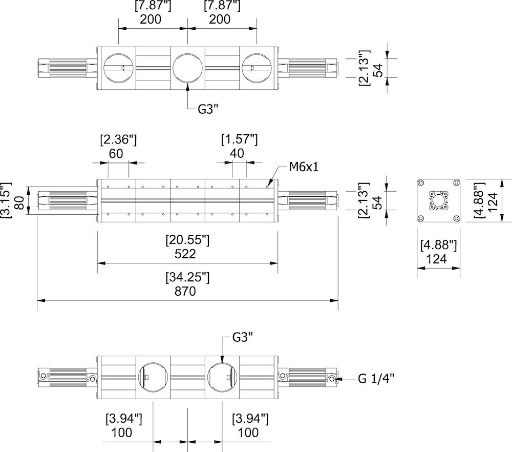 Piab Reverse valve for blowers and Large area grippers, 5 connections, G 3