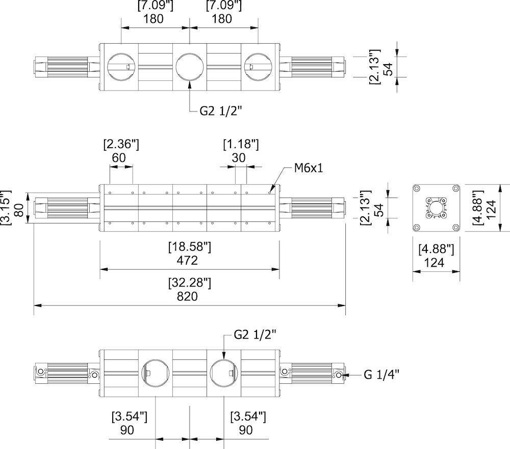 Piab Reverse valve for blowers and Large area grippers, 5 connections, G 2 1/2