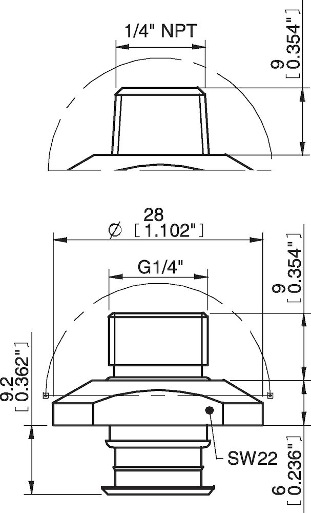 Piab 05DC / 3251014 Fitting 1/4" NPT male, with dual flow control valve