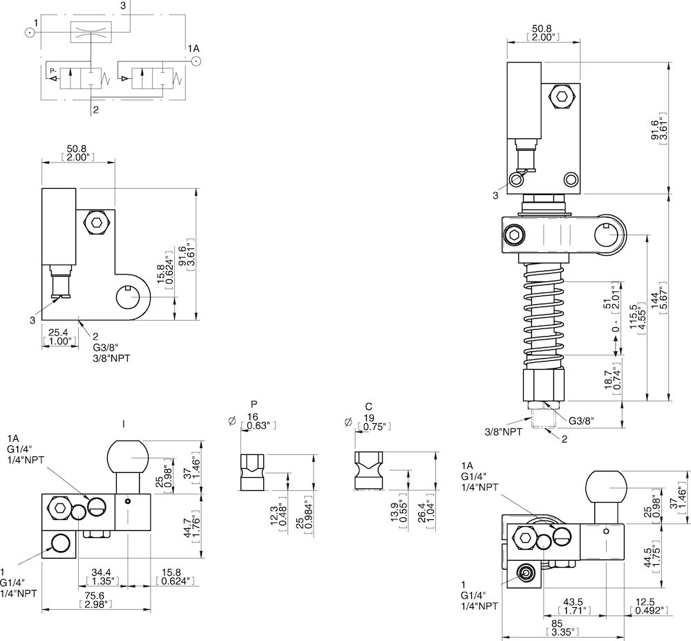 Piab Vacuum Check Valve VT-1H COAX®, NPT threads, Ball joint, Left hand connection
