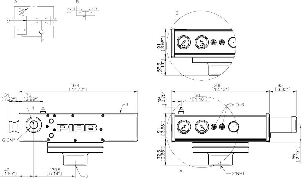 Piab Vacuum pump MAXI MLL800, NBR sealings