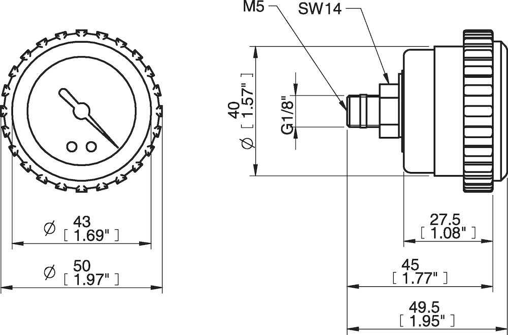 Piab Vacuum gauge 30 -inHg/100 -kPa -30 inHg