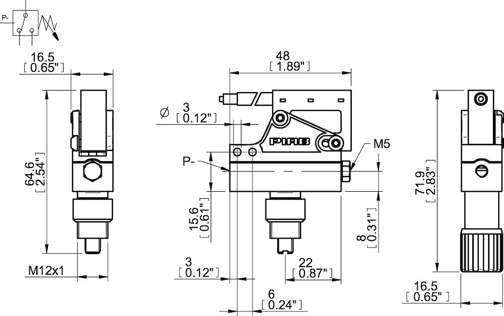 Piab Vacuum switch, electro-mechanical, adjustable with screw and knob