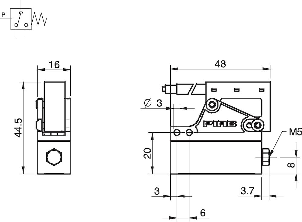 Piab Vacuum switch, electro-mechanical, preset (Signal range 7.5 -inHg)
