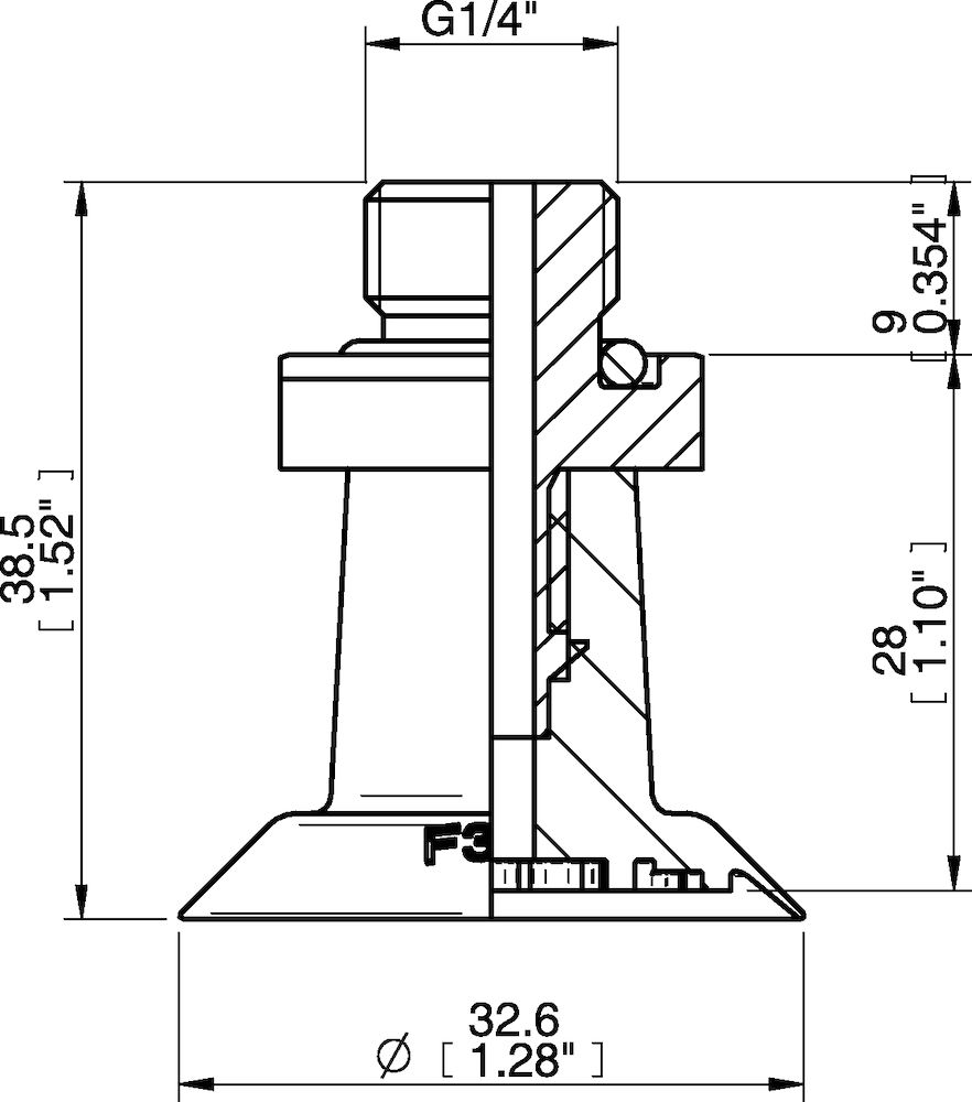 Piab Suction cup F33 Silicone FCM, G1/4 male