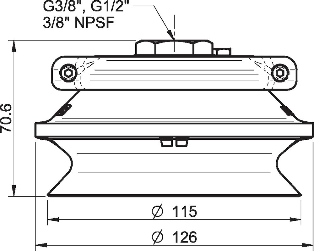 Piab Suction cup B110-2 Nitrile-PVC, 3/8 NPSF female, clamp ring with mesh filter