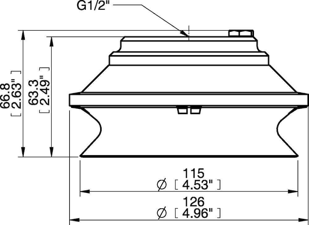 Piab Suction cup B110-2 Nitrile-PVC, G1/2 female Al, with mesh filter