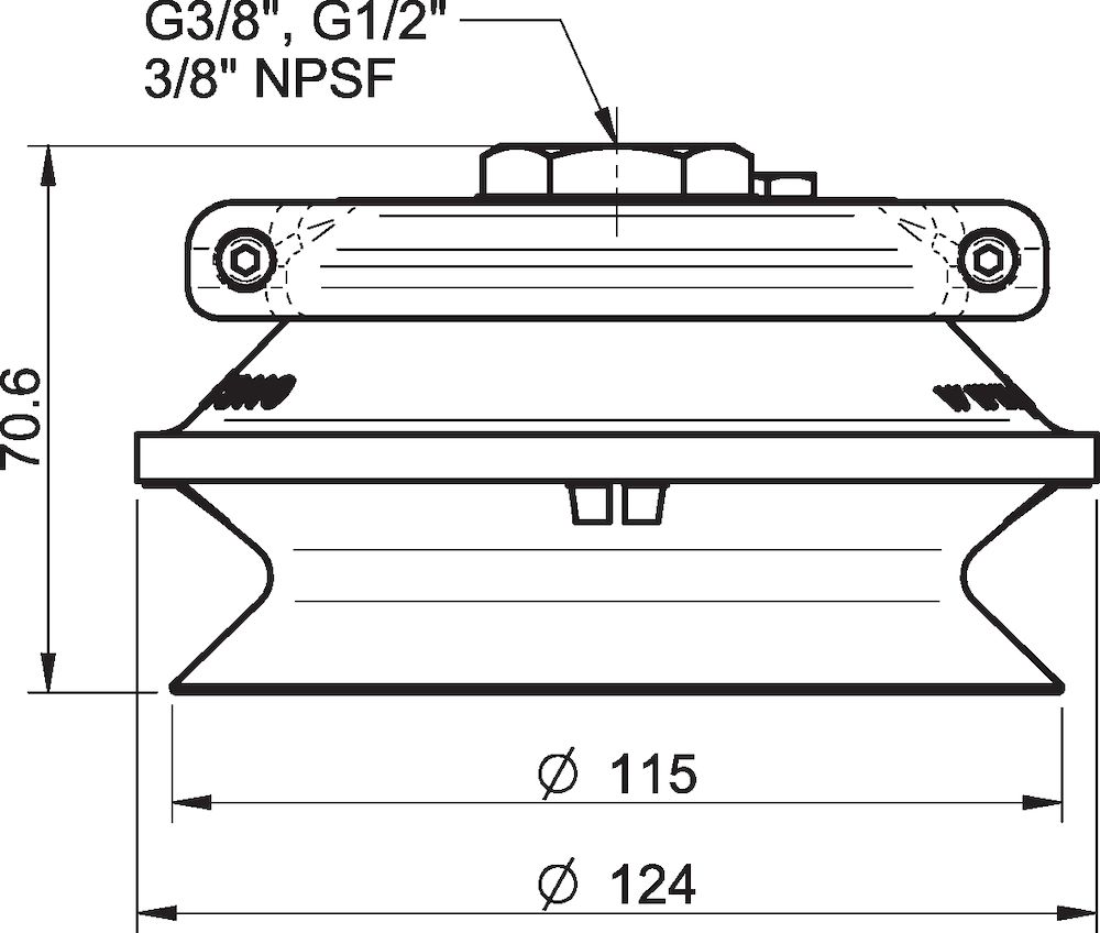 Piab Suction cup B110 Silicone, G3/8 female, clamp ring with mesh filter