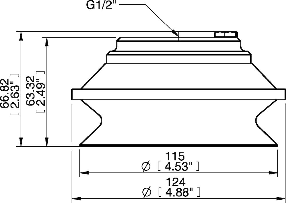 Piab Suction cup B110 Nitrile-PVC, G1/2 female Al, with mesh filter