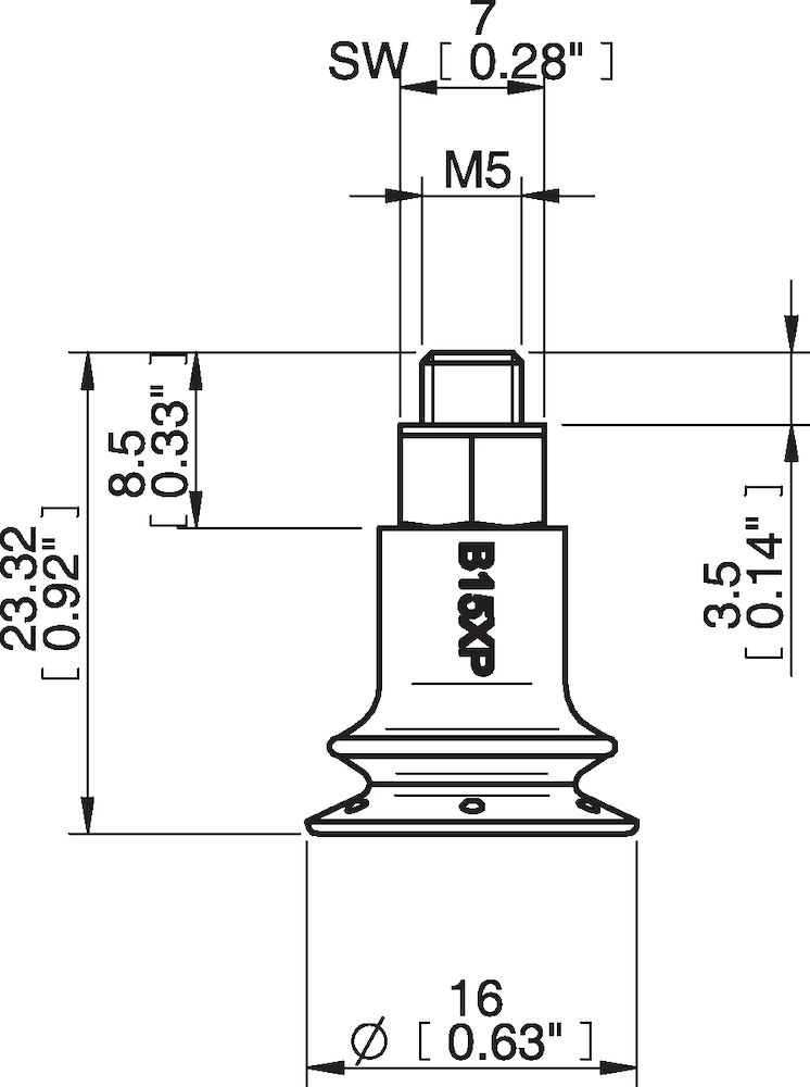 Piab Suction cup B15XP Polyurethane 60, M5 male