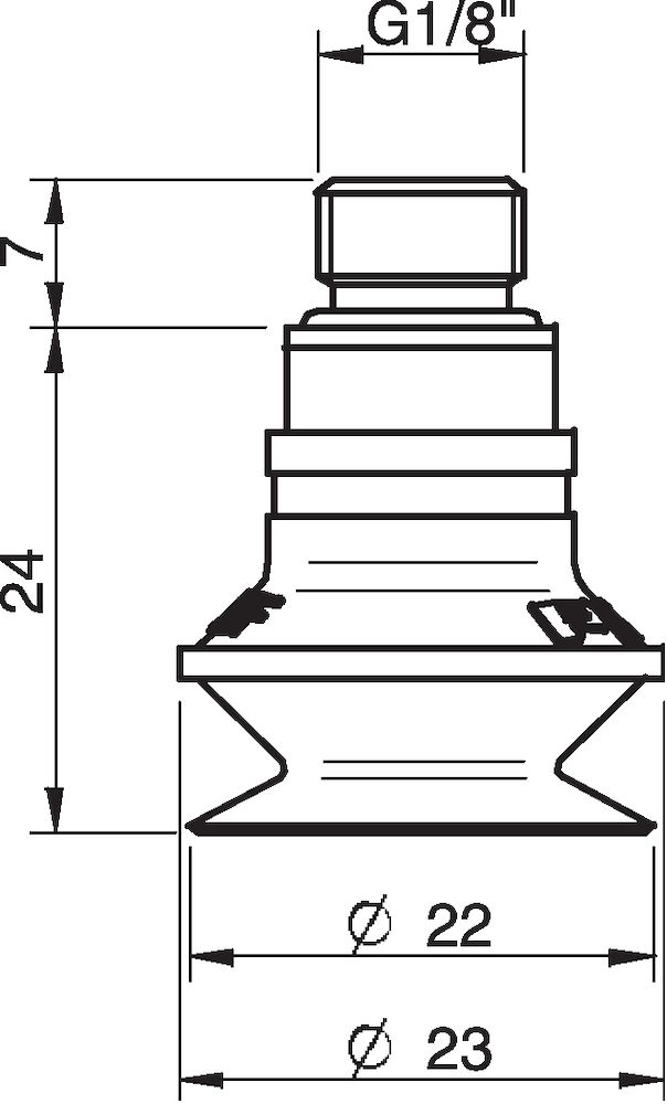 Piab Suction cup B20MF Thermoelastic polyurethane, G1/8 male, with mesh filter