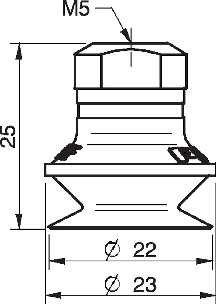 Piab Suction cup B20MF Thermoelastic polyurethane, M5 female, with dual flow control valve