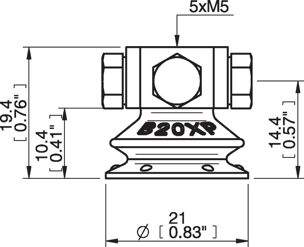 Piab Suction cup B20XP Polyurethane 60, 5xM5 female