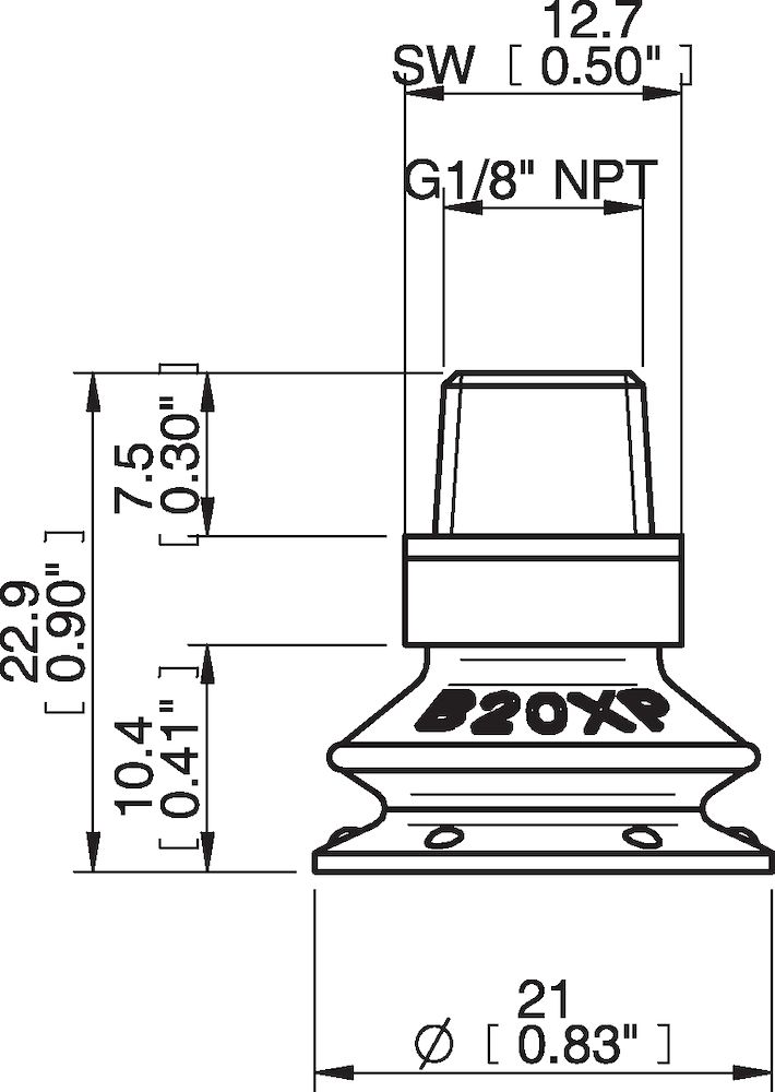 Piab Suction cup B20XP Polyurethane 30/60, 1/8 NPT male  with mesh filter