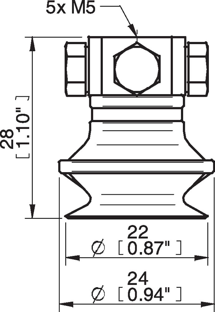 Piab Suction cup B20 Silicone, 5xM5 female