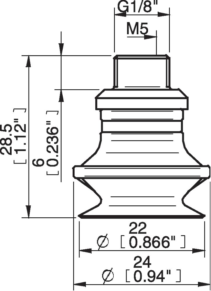 Piab Suction cup B20 Silicone, G1/8 male/M5 female, PA