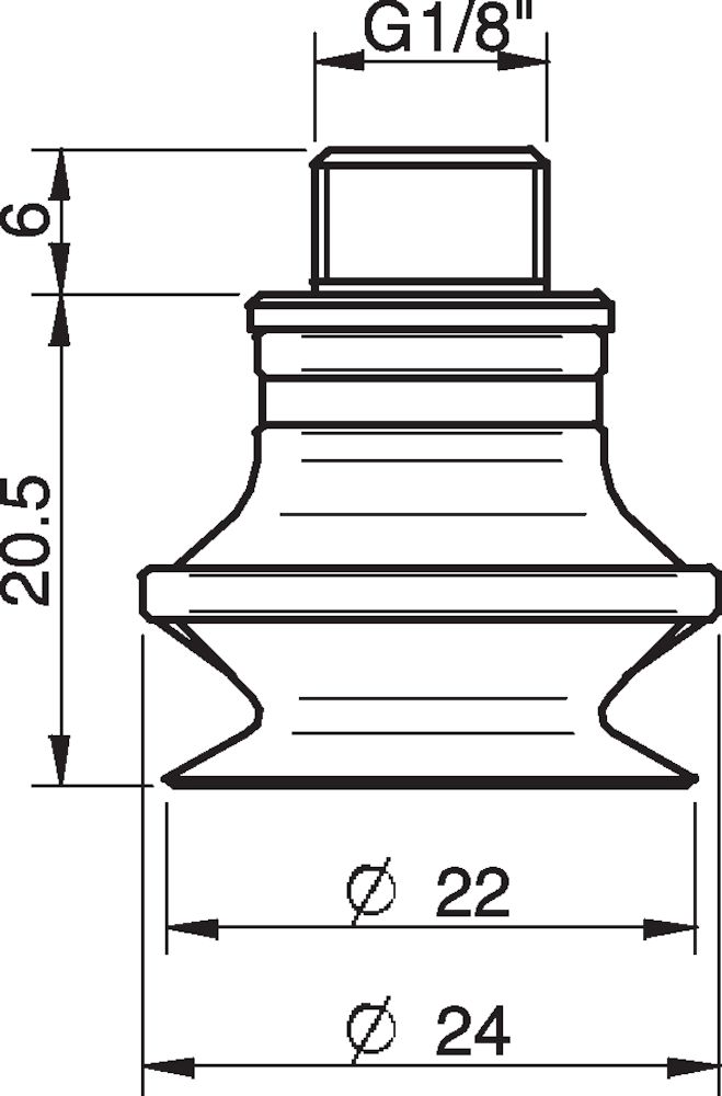 Piab Suction cup B20 HNBR, G1/8 male/M5 female, with dual flow control valve