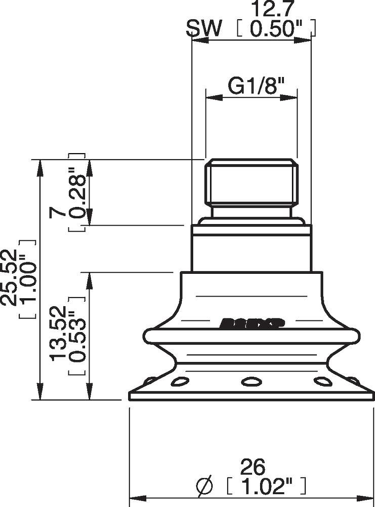Piab Suction cup B25XP Polyurethane 30/60, G1/8 male with mesh filter