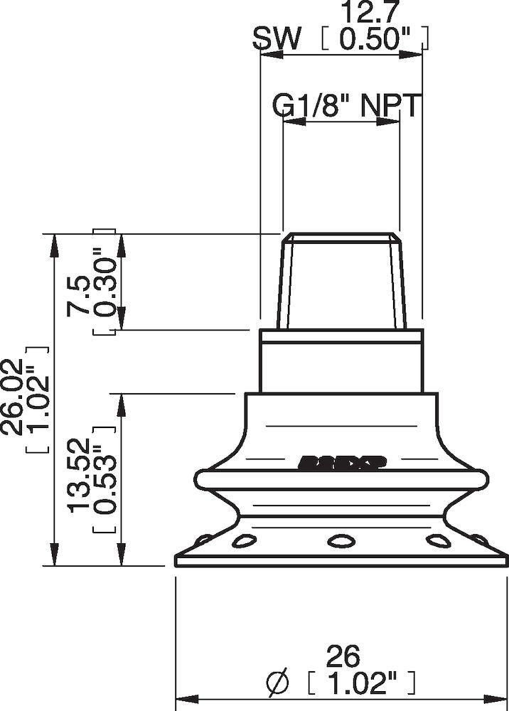 Piab Suction cup B25XP Polyurethane 30/60, 1/8 NPT male  with mesh filter