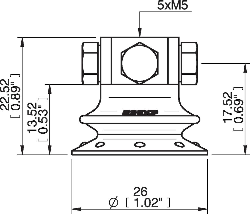 Piab Suction cup B25XP Polyurethane 30/60, 5xM5 female