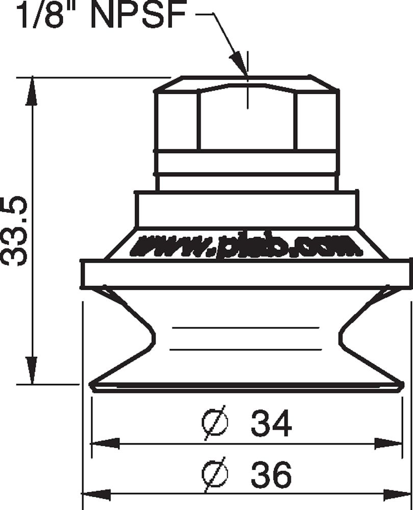 Piab Suction cup B30-2 Chloroprene, 1/8 NPSF female, with dual flow control valve