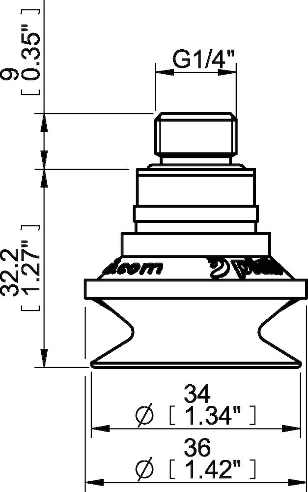 Piab Suction cup B30-2 Chloroprene, G1/4 male, with dual flow control valve