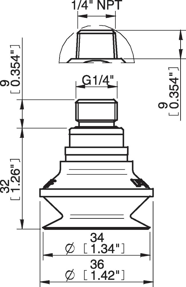Piab Suction cup B30MF Thermoelastic polyurethane, G1/4 male, with mesh filter