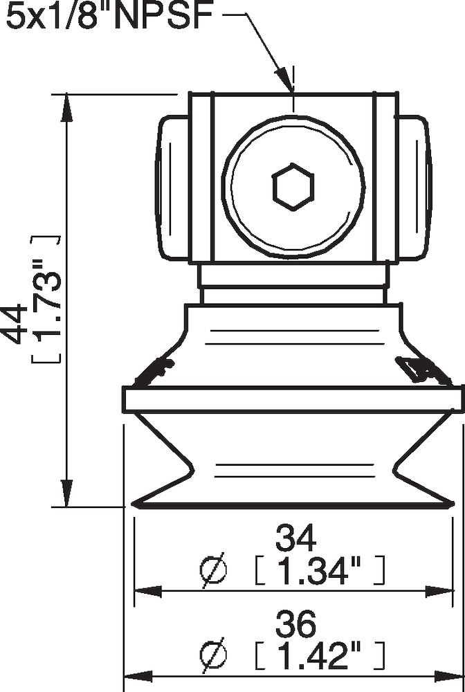 Piab Suction cup B30MF Thermoelastic polyurethane, 5x1/8 NPSF female