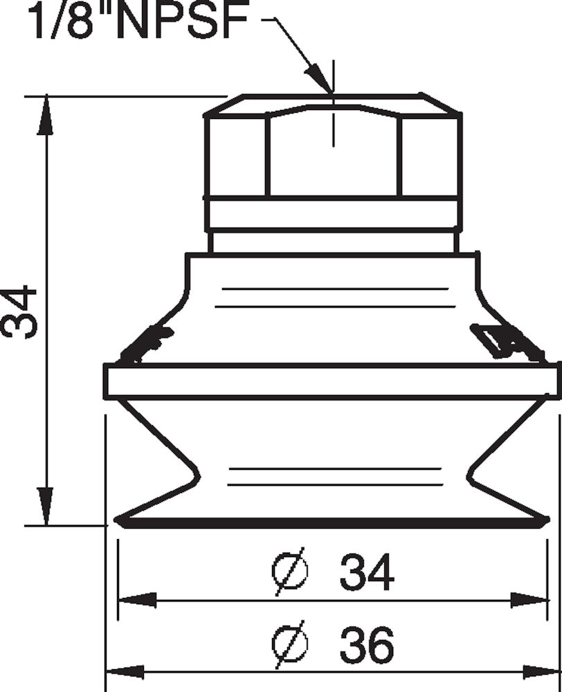 Piab Suction cup B30MF Thermoelastic polyurethane, 1/8 NPSF female, with mesh filter