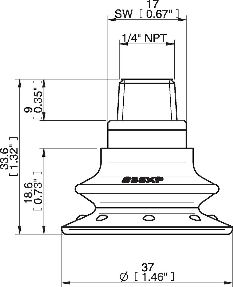 Piab Suction cup B35XP Polyurethane 60, 1/4 NPT male with mesh filter