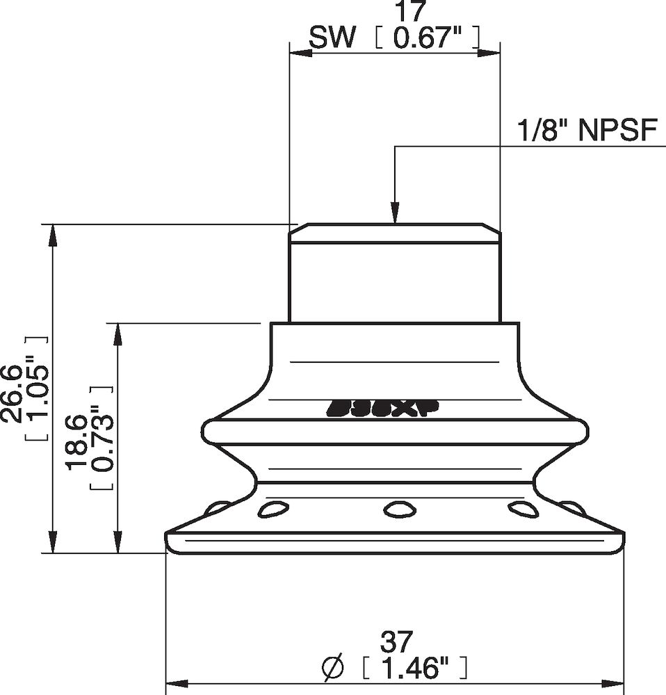 Piab Suction cup B35XP Polyurethane 60, 1/8 NPSF female, with mesh filter