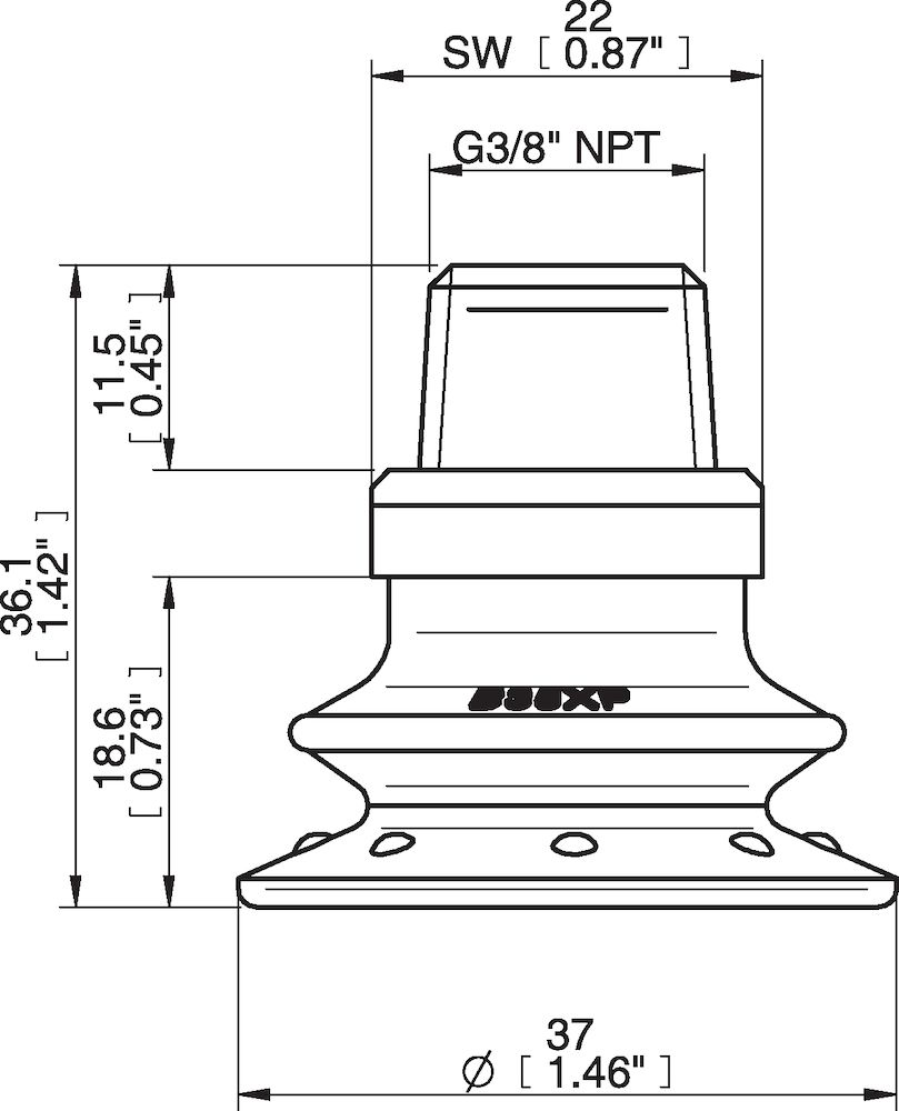 Piab Suction cup B35XP Polyurethane 30/60, 3/8 NPT male with mesh filter